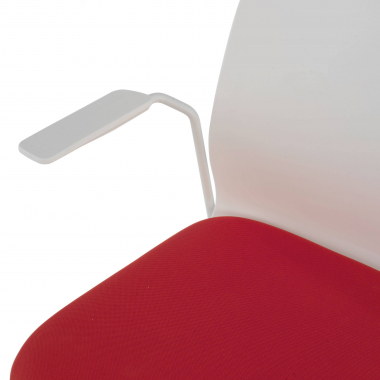 visitor chair white red armchair fabric fixed armrests 5