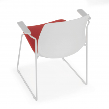 visitor chair white red armchair fabric fixed armrests 6