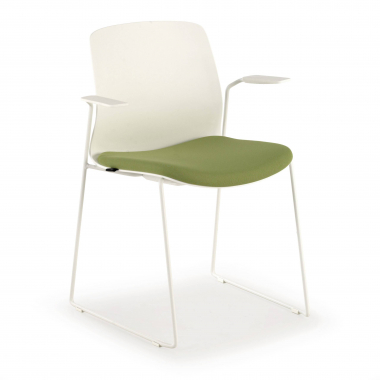 visitor chair white green armchair fabric fixed armrests 1