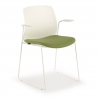 Visitor chair Swing with armrests, stackable, upholstered seat