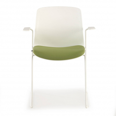 visitor chair white green armchair fabric fixed armrests 4