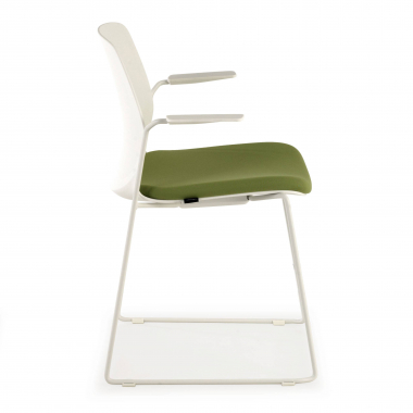 visitor chair white green armchair fabric fixed armrests 3