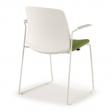 visitor chair white green armchair fabric fixed armrests 6