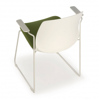 visitor chair white green armchair fabric fixed armrests 8
