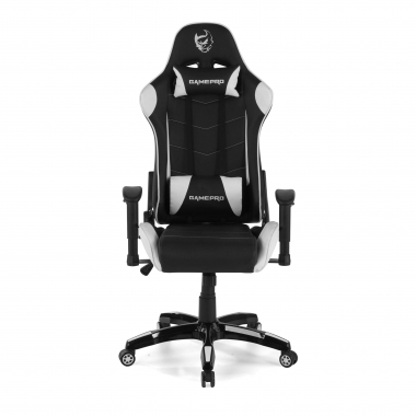 gaming chair white game pro synthetic leather movable armrests lumbar and cervical cushion headrest 4