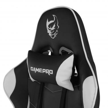 gaming chair white game pro synthetic leather movable armrests lumbar and cervical cushion headrest 6