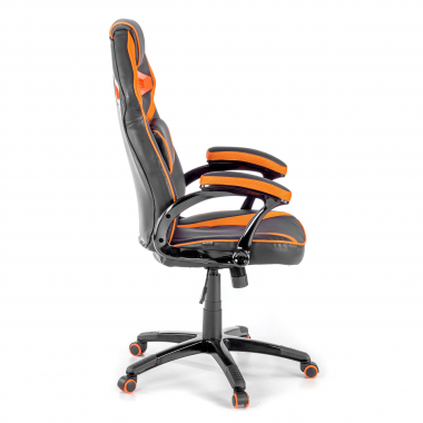 gaming chair orange faux leather synthetic leather fixed armrests 7