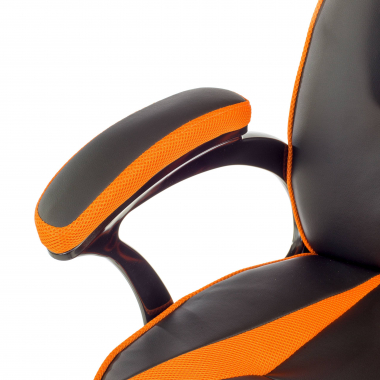 gaming chair orange faux leather synthetic leather fixed armrests 4
