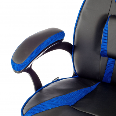 gaming chair blue faux leather synthetic leather fixed armrests 4