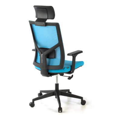 office chair blue black frame mesh 1d adjustable armrests lumbar support headrest 8