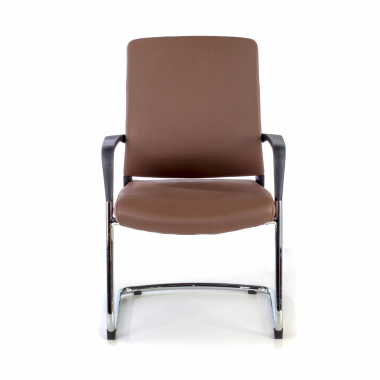 visitor chair brown faux leather synthetic leather fixed armrests 3