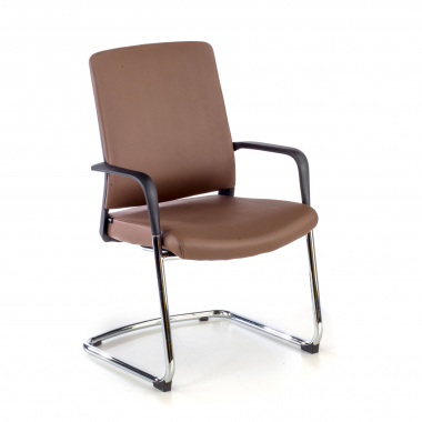 visitor chair brown faux leather synthetic leather fixed armrests 1