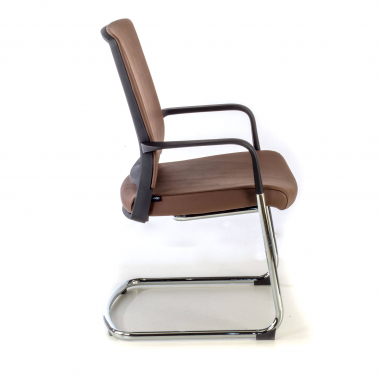 visitor chair brown faux leather synthetic leather fixed armrests 4