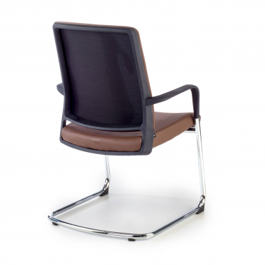visitor chair brown faux leather synthetic leather fixed armrests 8