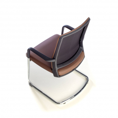 visitor chair brown faux leather synthetic leather fixed armrests 9