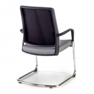 visitor chair gray faux leather synthetic leather fixed armrests 7