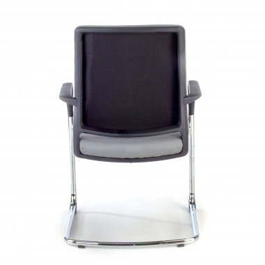 visitor chair gray faux leather synthetic leather fixed armrests 6