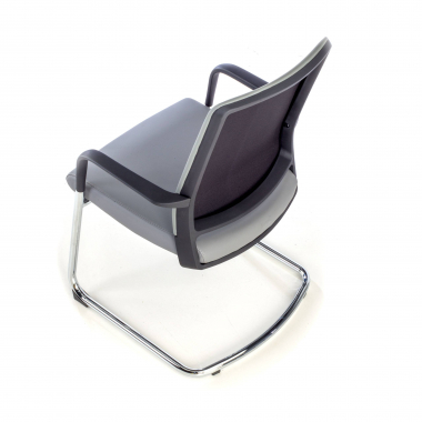 visitor chair gray faux leather synthetic leather fixed armrests 9