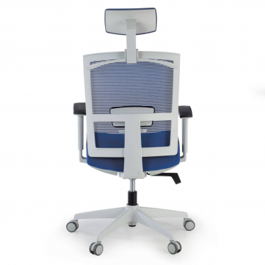 ergonomic chair white blue white frame headrest mesh 1d adjustable armrests lumbar support headrest 6