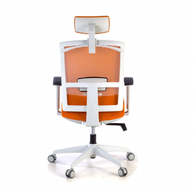ergonomic chair white orange white frame headrest mesh 1d adjustable armrests lumbar support headrest 6