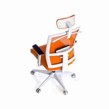 ergonomic chair white orange white frame headrest mesh 1d adjustable armrests lumbar support headrest 9