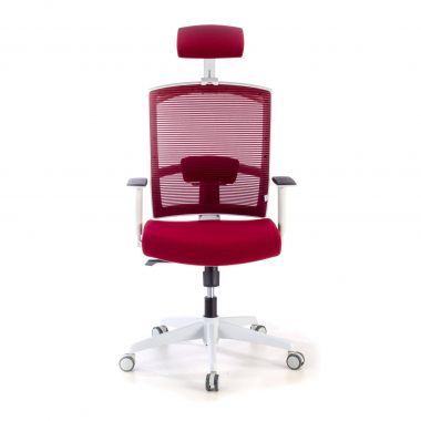ergonomic chair white red white frame headrest mesh 1d adjustable armrests lumbar support headrest 4