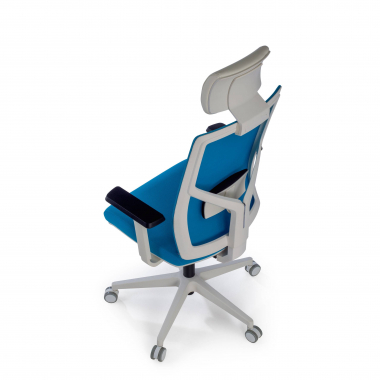 office chair white blue white frame headrest mesh 1d adjustable armrests lumbar support headrest 9