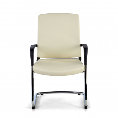 visitor chair white faux leather synthetic leather fixed armrests 3