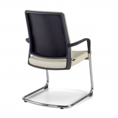 visitor chair white faux leather synthetic leather fixed armrests 7