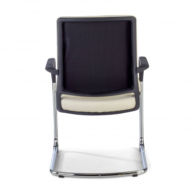 visitor chair white faux leather synthetic leather fixed armrests 8
