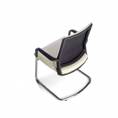 visitor chair white faux leather synthetic leather fixed armrests 6