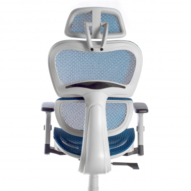 ergonomic chair white blue white frame mesh 3d adjustable armrests double lumbar support headrest 7