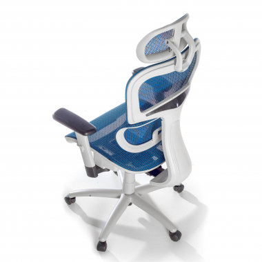ergonomic chair white blue white frame mesh 3d adjustable armrests double lumbar support headrest 8