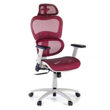 ergonomic chair white red white frame mesh 3d adjustable armrests double lumbar support headrest 1