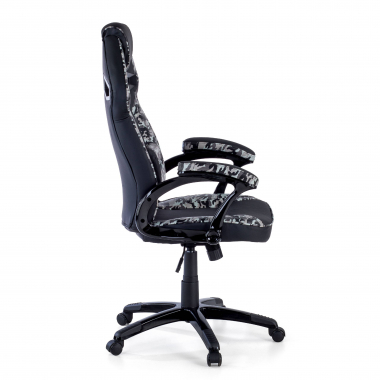 gaming chair gray camouflage synthetic leather fixed armrests 3