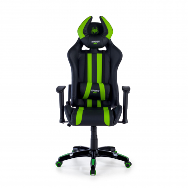 gaming chair green spider synthetic leather movable armrests lumbar and cervical cushion headrest 4