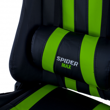 gaming chair green spider synthetic leather movable armrests lumbar and cervical cushion headrest 7