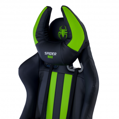 gaming chair green spider synthetic leather movable armrests lumbar and cervical cushion headrest 8