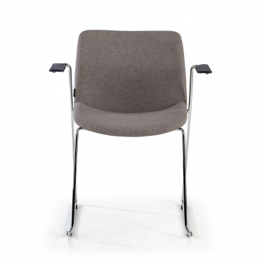 visitor chair gray with arms fabric fixed armrests 3