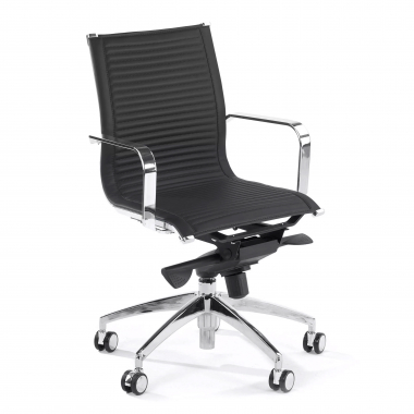 office chair black chromed frame faux leather synthetic leather fixed armrests 1