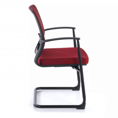 visitor chair red alpha mesh fixed armrests 4
