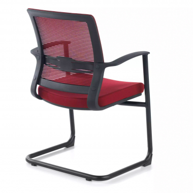 visitor chair red alpha mesh fixed armrests 6