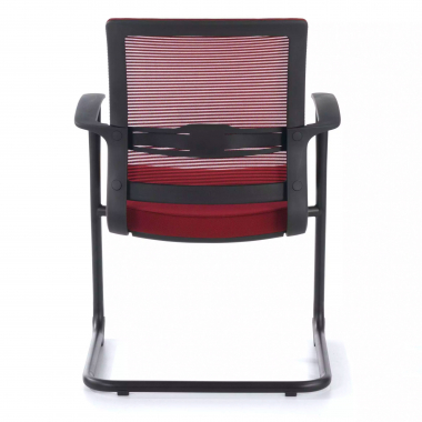 visitor chair red alpha mesh fixed armrests 7