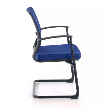visitor chair blue alpha mesh fixed armrests 4