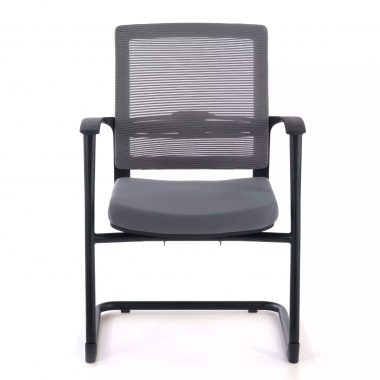 visitor chair gray alpha mesh fixed armrests 3