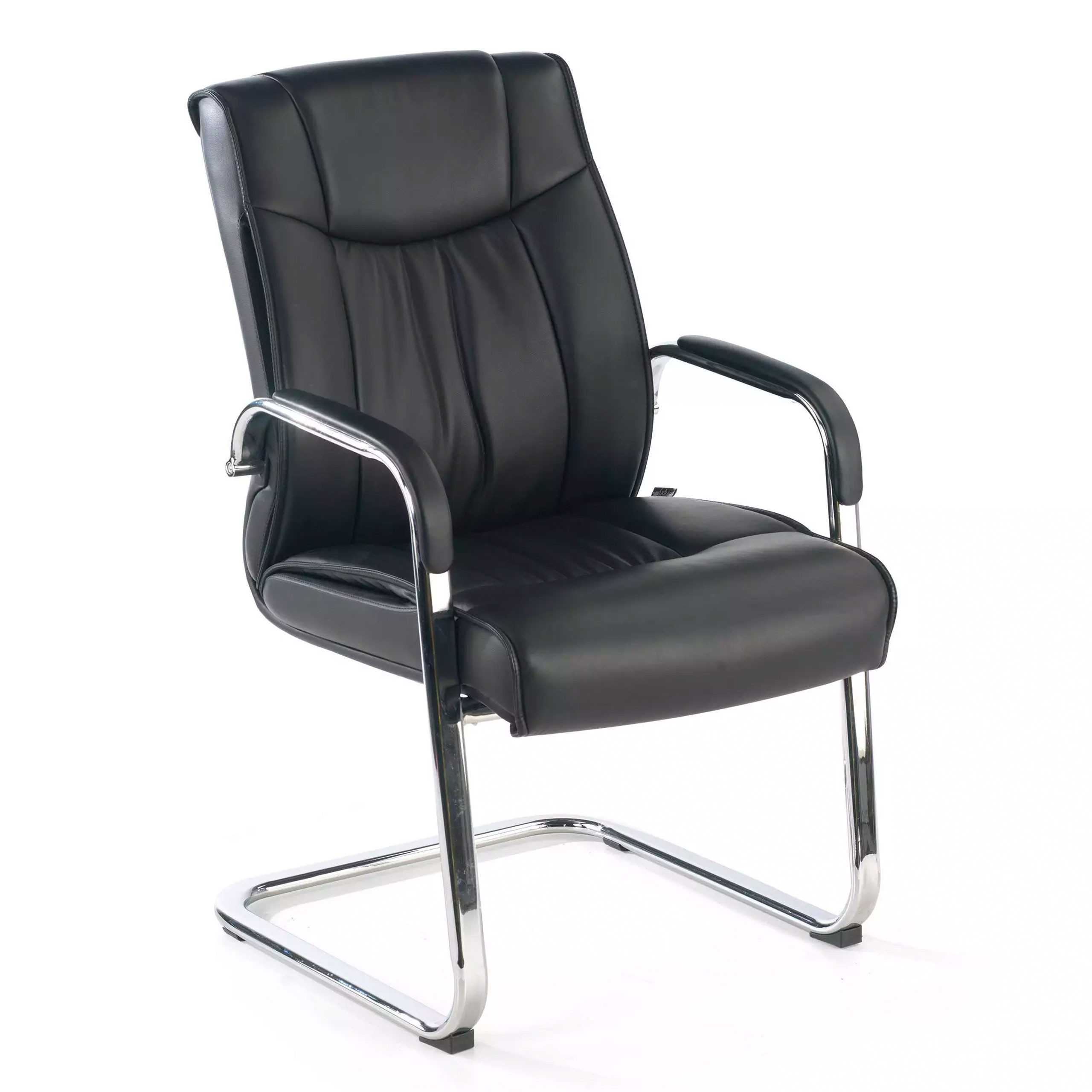 Visitor armchair Atlanta, sled base, genuine leather
