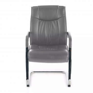 visitor chair gray sled base natural leather natural skin upholstered armrests 3