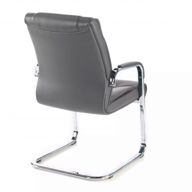 visitor chair gray sled base natural leather natural skin upholstered armrests 5