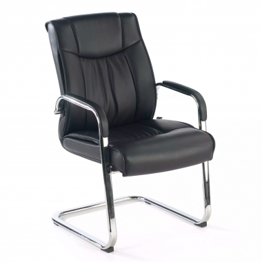 visitor chair black sled base faux leather synthetic leather upholstered armrests 1