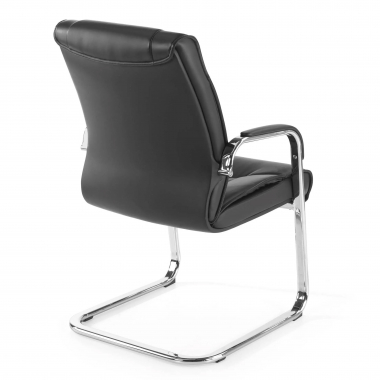 visitor chair black sled base faux leather synthetic leather upholstered armrests 5